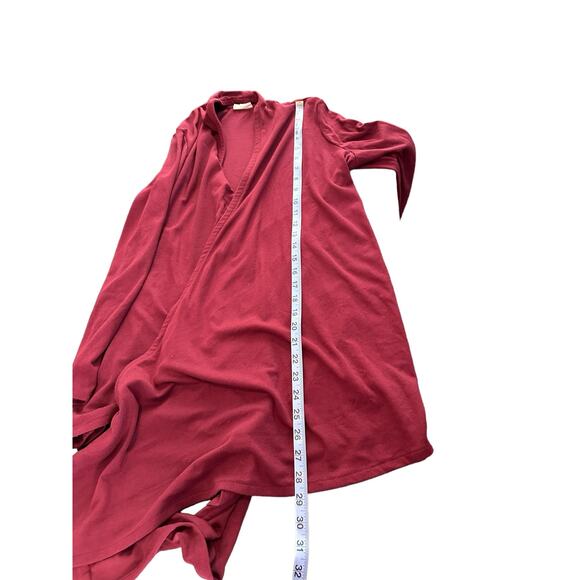 J. Jill Pure Jill Cardigan Burgundy Wine Red Twist Open Front Wrap Top Medium - Picture 6 of 7